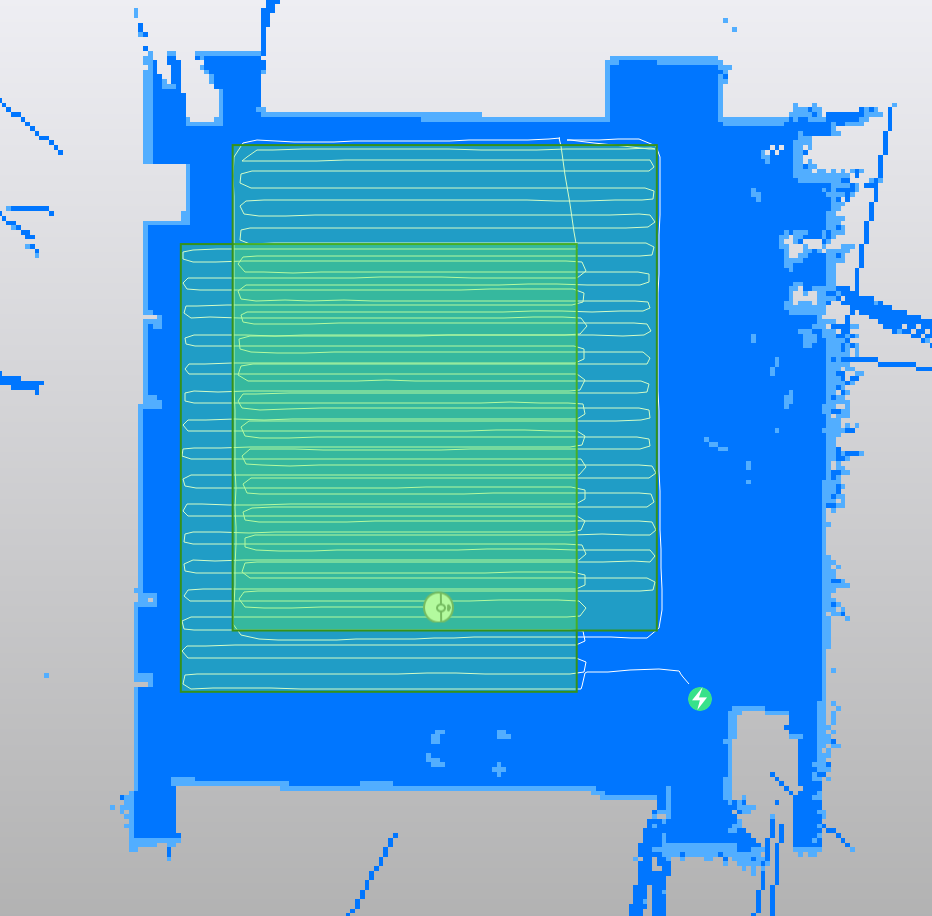 Top view map of room generated by robot's LiDAR.